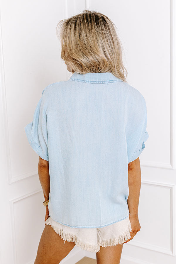 Impressions Downtown Daze Chambray Button Up In Light Wash