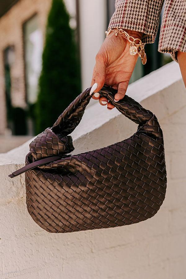 Impressions Downtown Diva Faux Leather Woven Purse In Dark Chestnut