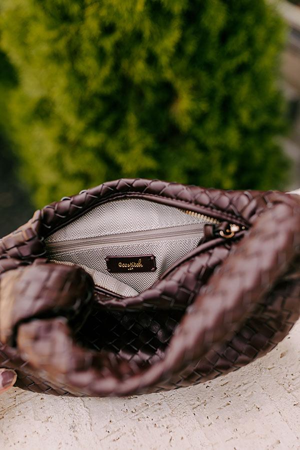 Impressions Downtown Diva Faux Leather Woven Purse In Dark Chestnut