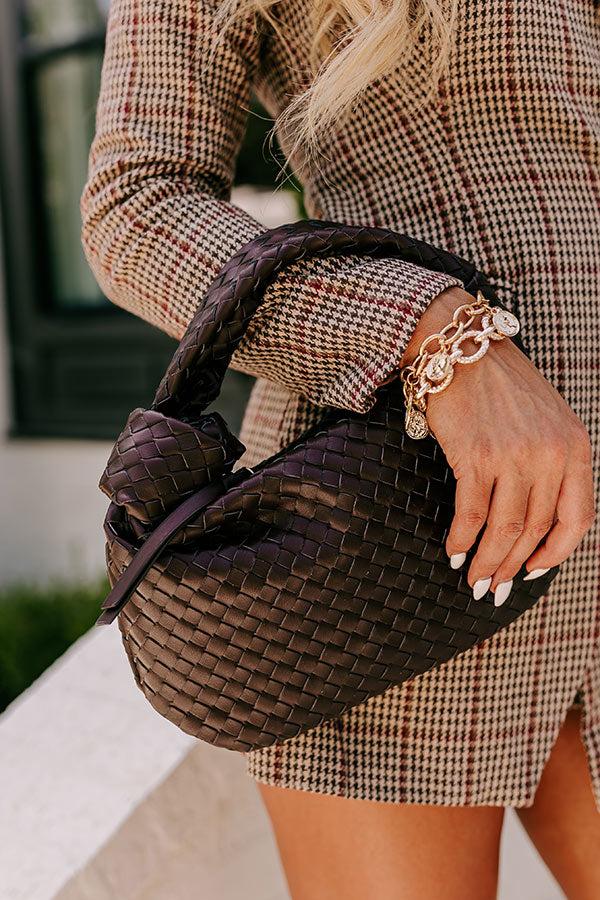 Impressions Downtown Diva Faux Leather Woven Purse In Dark Chestnut