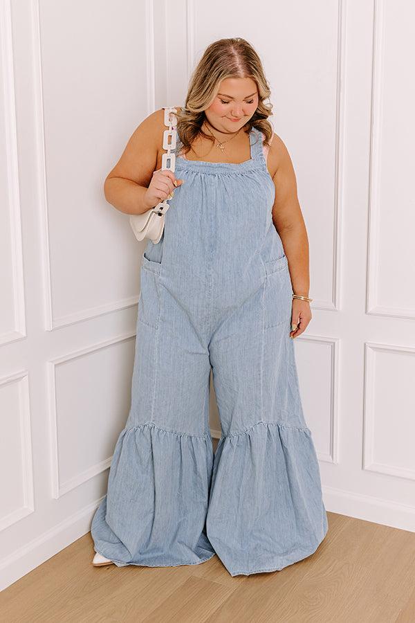 Impressions Downtown Nashville Denim Wide Leg Jumpsuit Curves