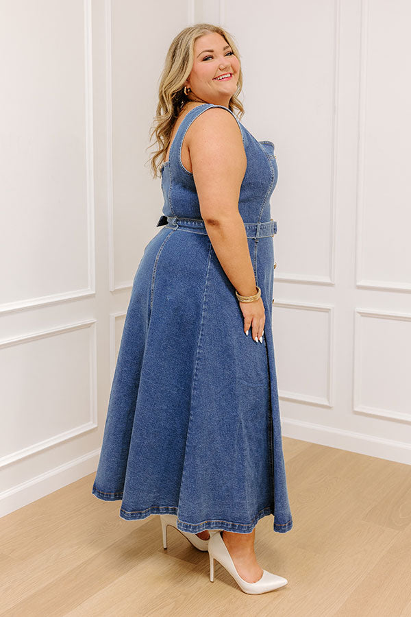 Impressions Downtown Stroll Denim Maxi Dress Curves