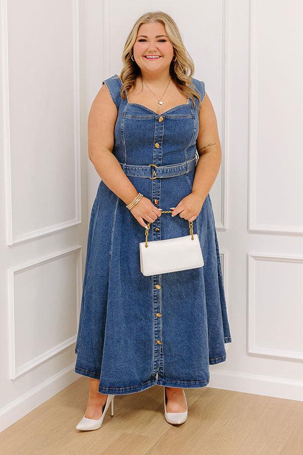 Impressions Downtown Stroll Denim Maxi Dress Curves