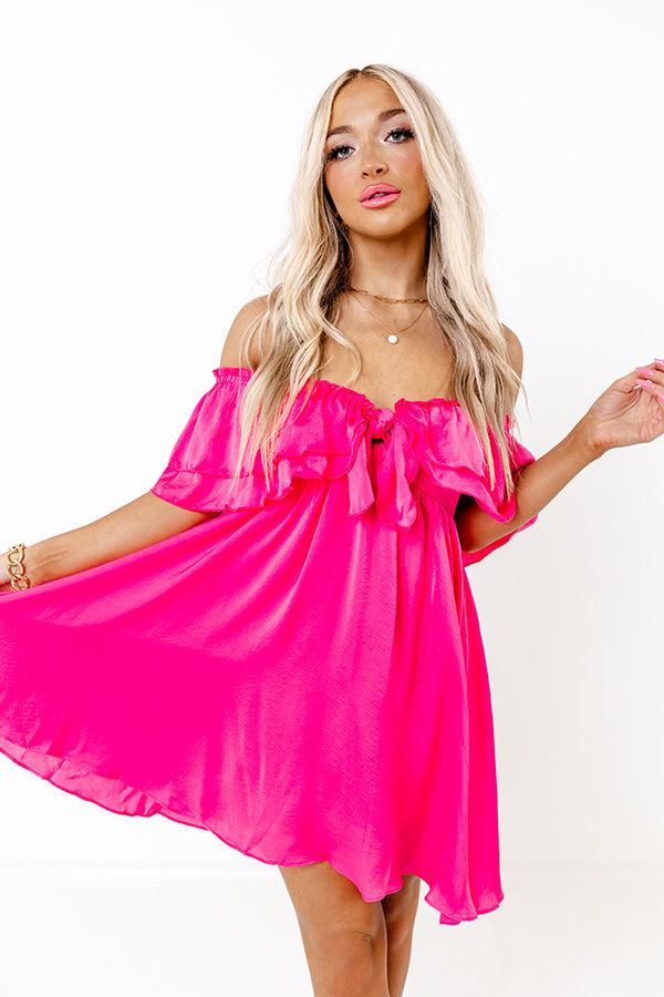 Impressions Dream All Day Babydoll Dress In Hot Pink