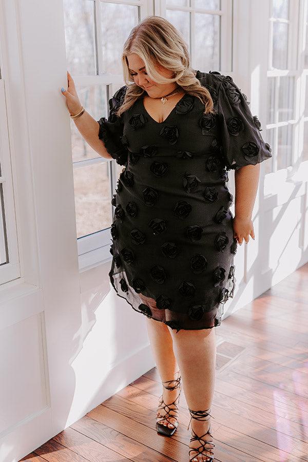 Impressions Dream Come True Applique Mini Dress In Black Curves