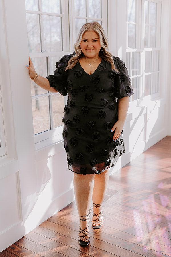 Impressions Dream Come True Applique Mini Dress In Black Curves