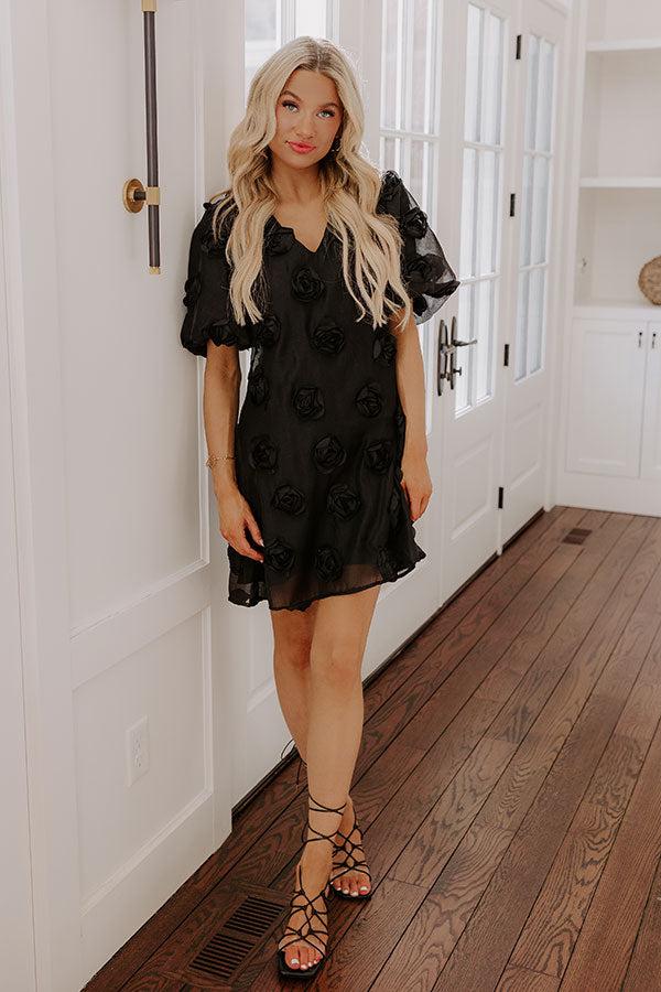 Impressions Dream Come True Applique Mini Dress in Black