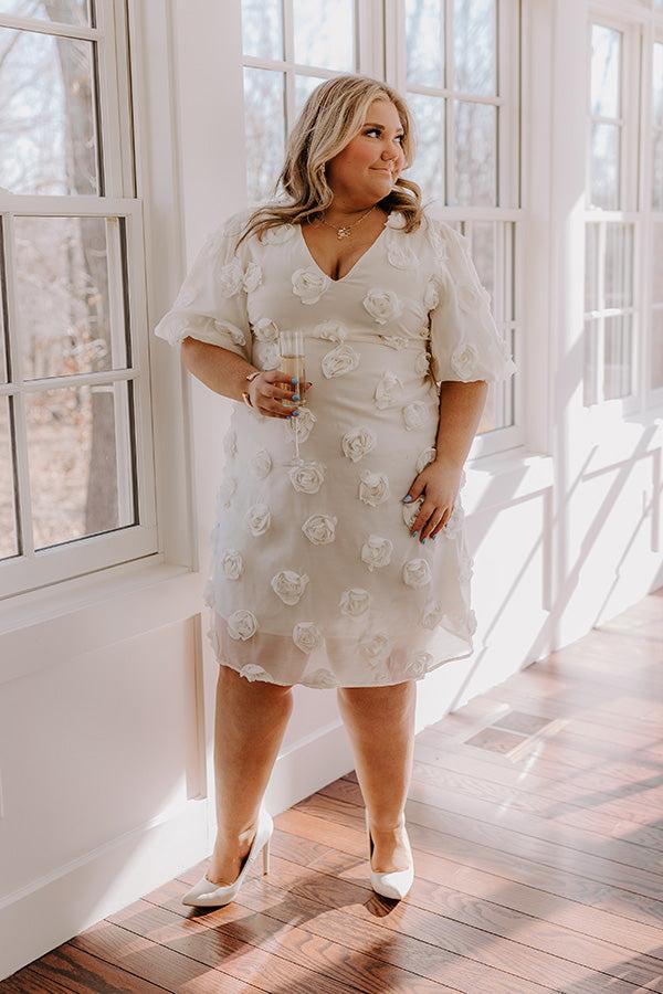 Impressions Dream Come True Applique Mini Dress In Cream Curves