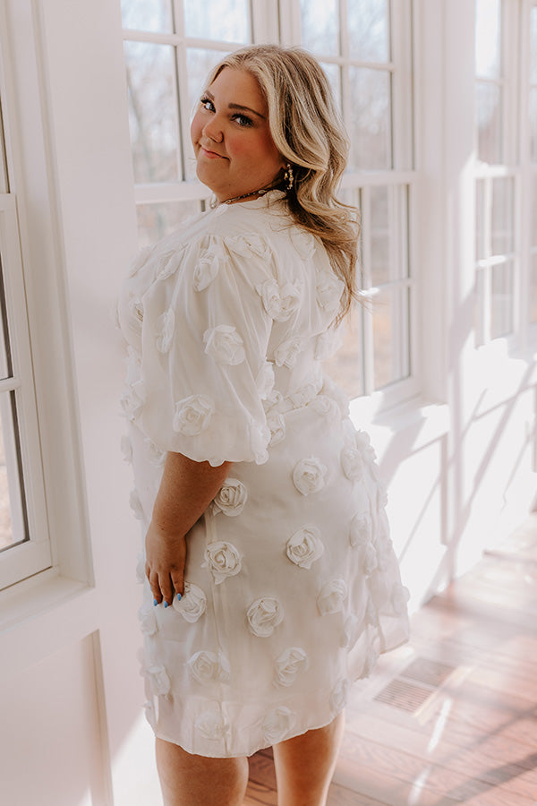 Impressions Dream Come True Applique Mini Dress In Cream Curves