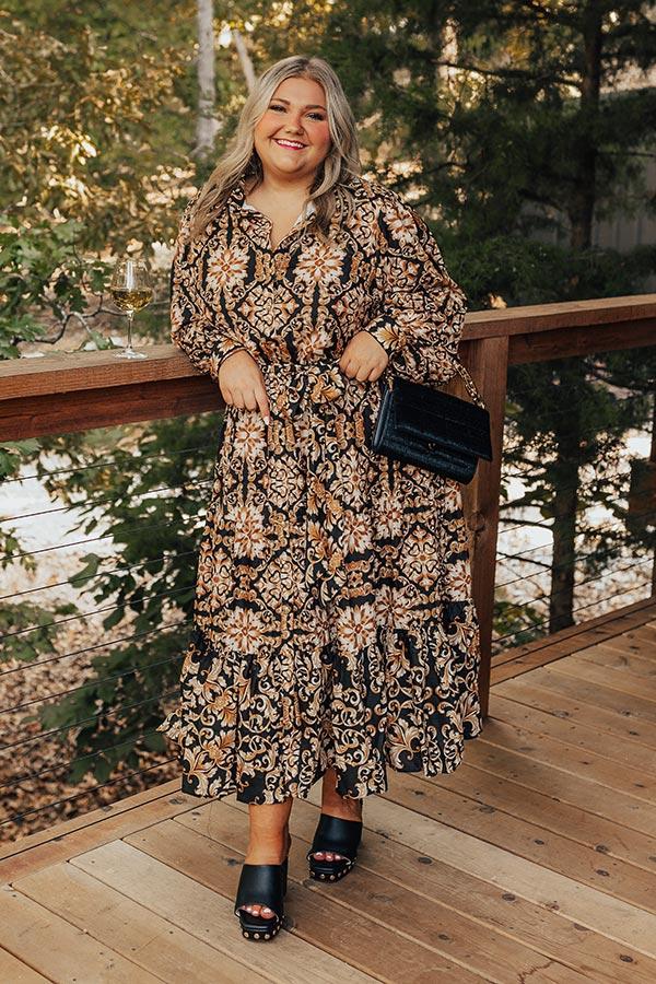 Impressions Dream Date Night Button Down Midi Curves
