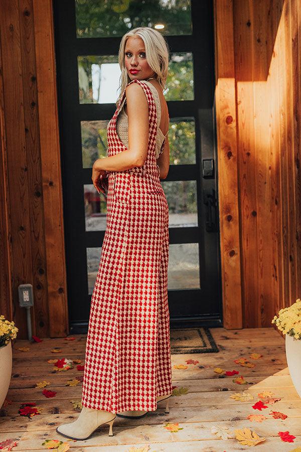 Impressions Dreaming Of Soho Houndstooth Jumpsuit In Crimson
