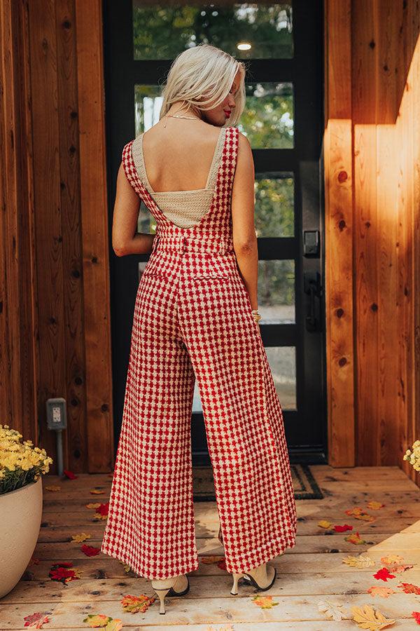Impressions Dreaming Of Soho Houndstooth Jumpsuit In Crimson