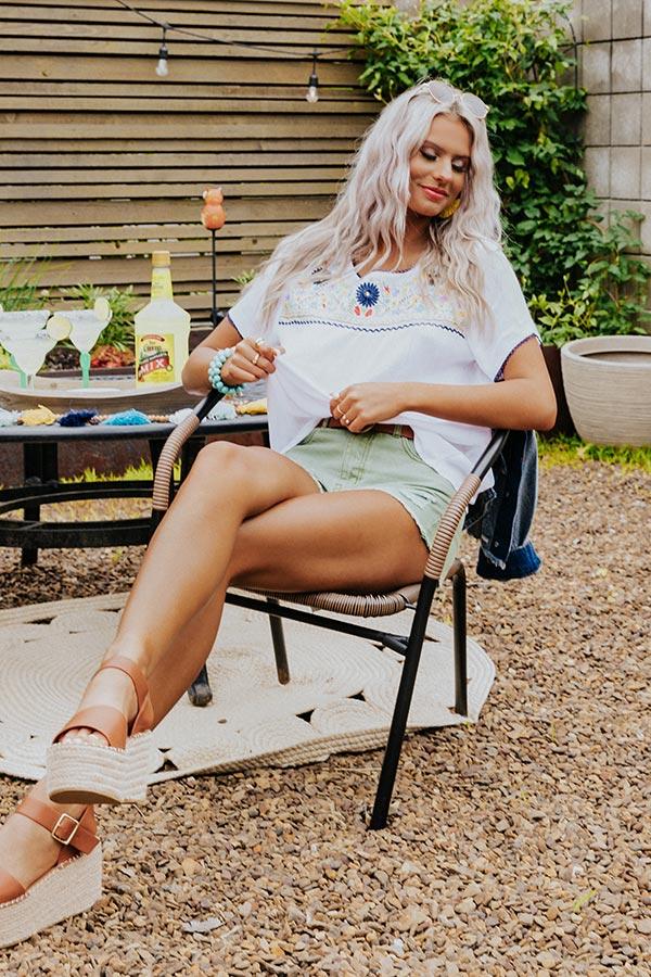 Impressions Dreamy Destination Embroidered Shift Top In Navy