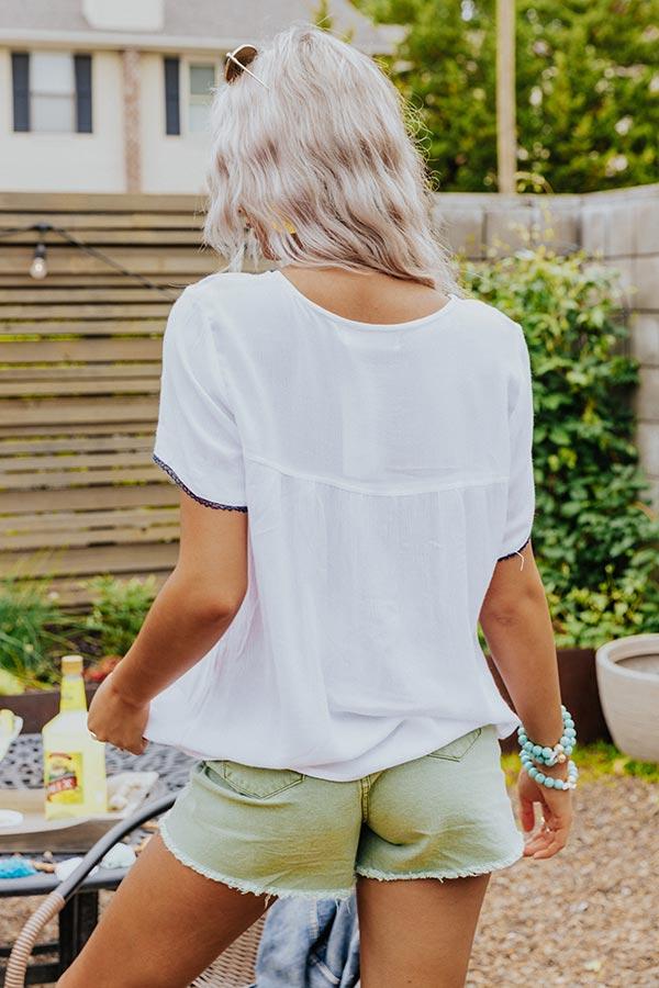 Impressions Dreamy Destination Embroidered Shift Top In Navy