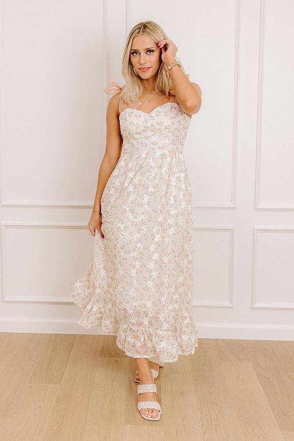 Impressions Dreamy Meadows Floral Embroidered Midi Dress