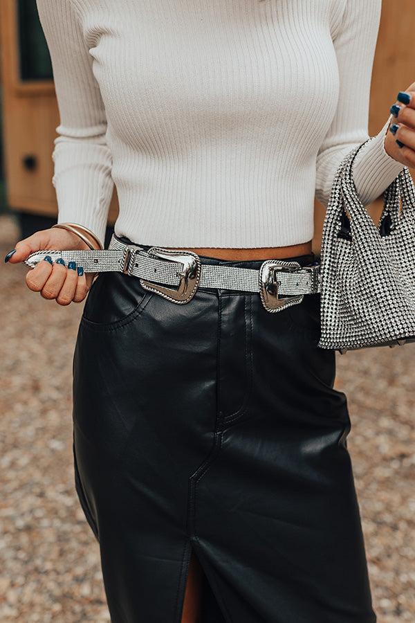 Impressions Driving Country Roads Rhinestone Belt In Silver