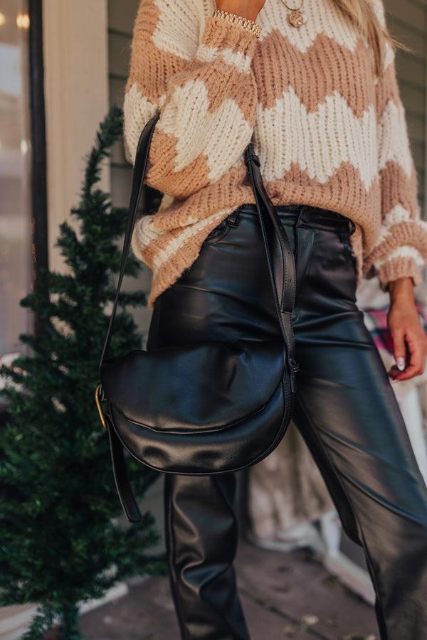 Impressions Early Start Faux Leather Crossbody In Black