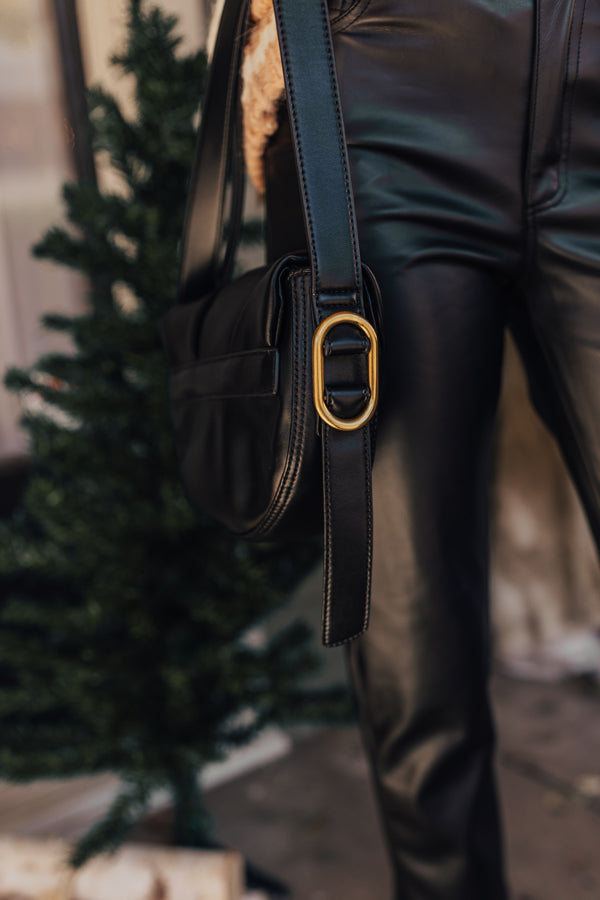 Impressions Early Start Faux Leather Crossbody In Black