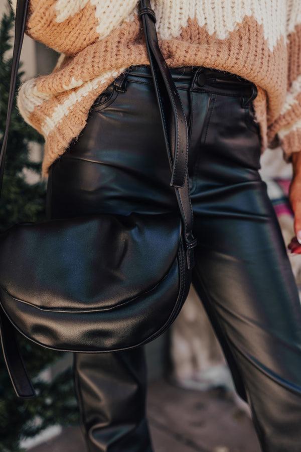 Impressions Early Start Faux Leather Crossbody In Black