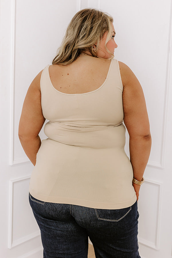 Impressions Easily Styled Seamless Tank In Beige Curves