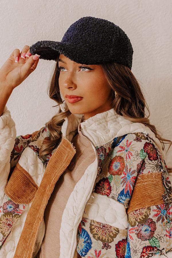 Impressions Easy To Style Sherpa Baseball Cap in Navy