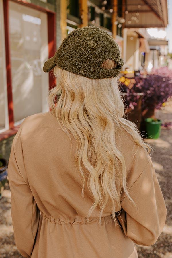Impressions Easy To Style Sherpa Baseball Cap In Olive