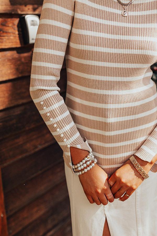 Impressions Effortless Elegance Embellished Top In Iced Latte