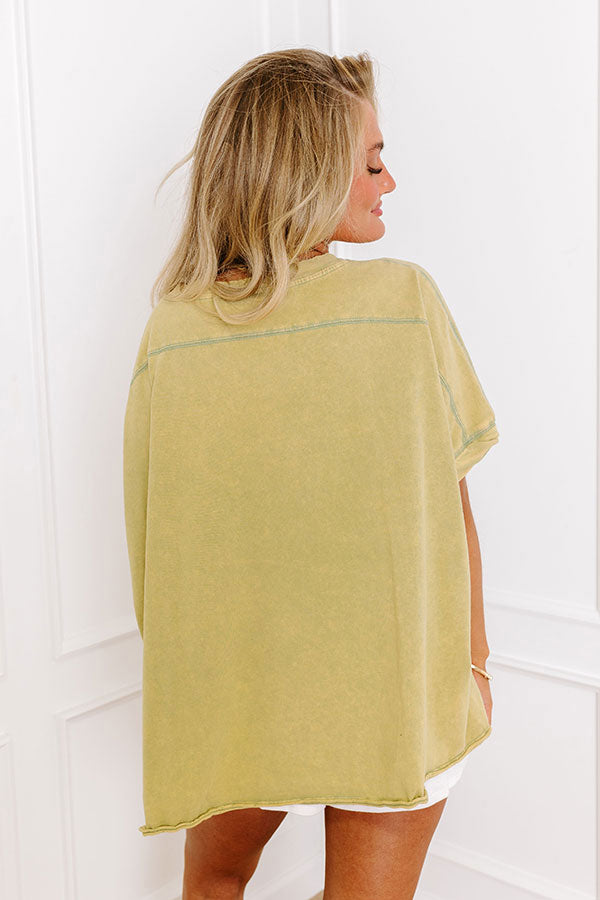 Impressions Effortless Vibes Mineral Wash Oversized Tee In Lime Punch
