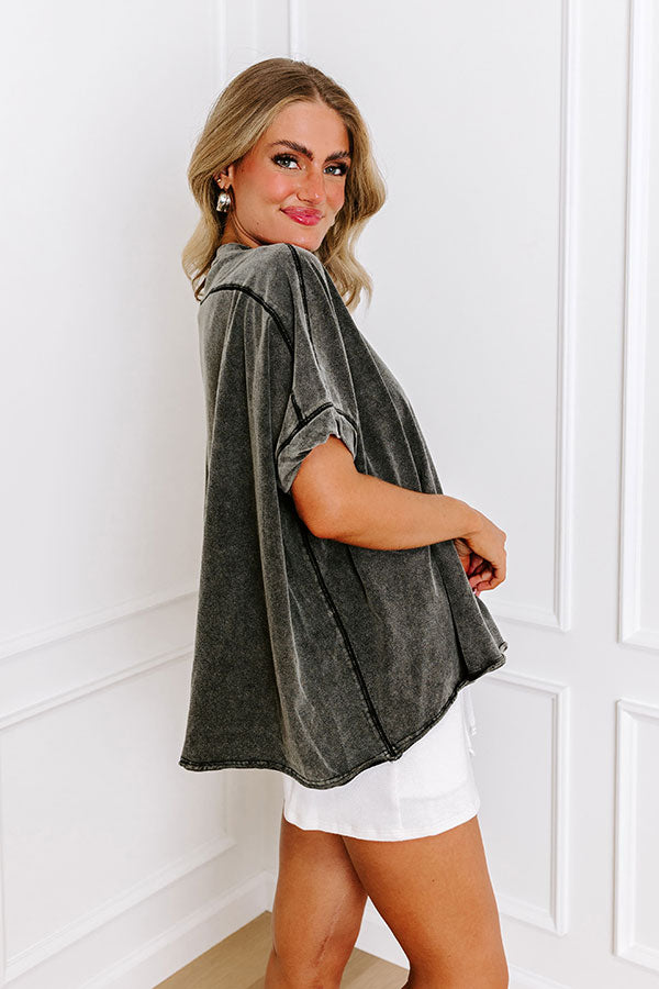 Impressions Effortless Vibes Mineral Wash Oversized Tee In Vintage Black