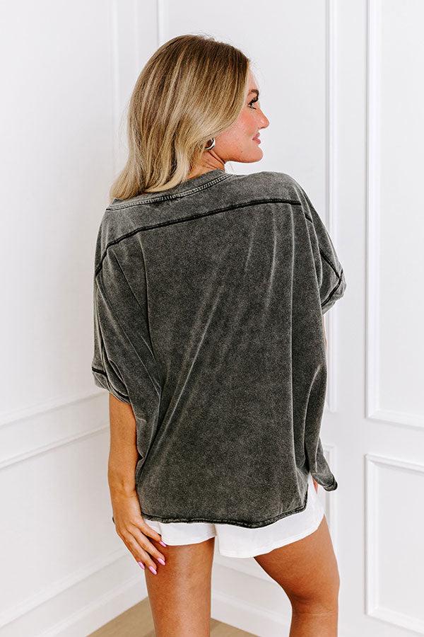 Impressions Effortless Vibes Mineral Wash Oversized Tee In Vintage Black