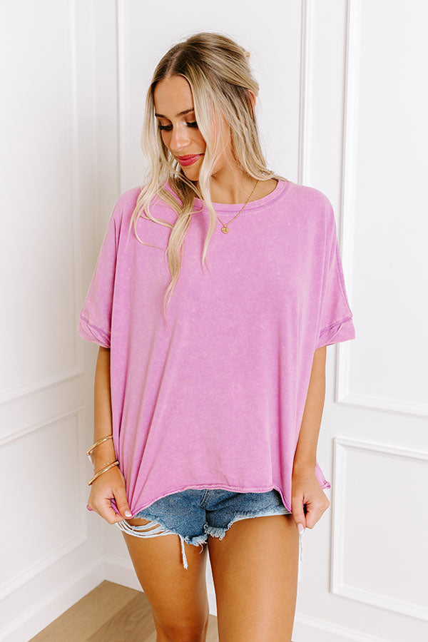 Impressions Effortless Vibes Mineral Wash Oversized Tee In Violet