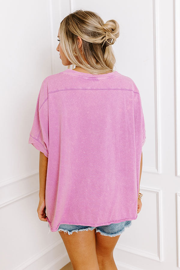 Impressions Effortless Vibes Mineral Wash Oversized Tee In Violet