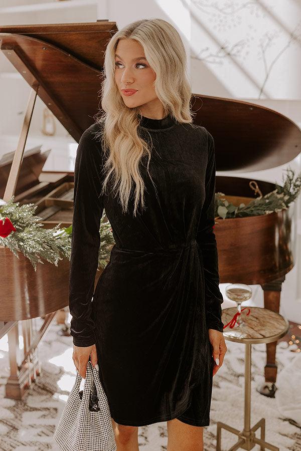 Impressions Eiffel Tower Kisses Velvet Mini Dress in Black