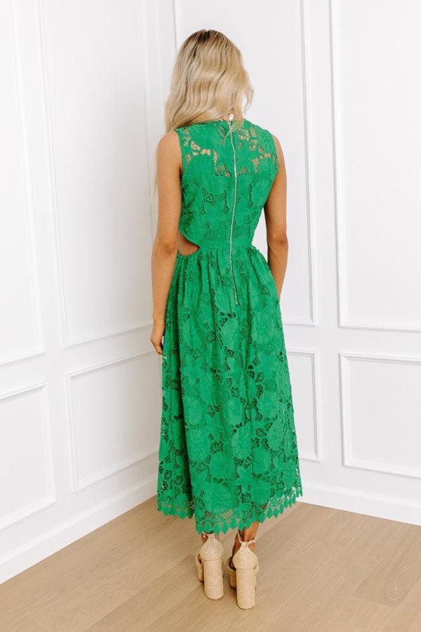 Impressions Enchanting Elegance Lace Cut Out Midi In Green