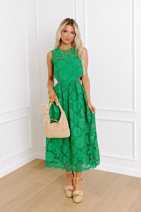 Impressions Enchanting Elegance Lace Cut Out Midi in Green