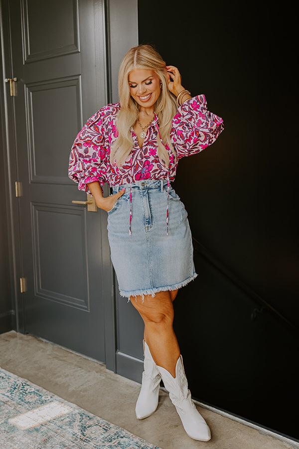 Impressions Endearing Romance Floral Top In Pink Curves