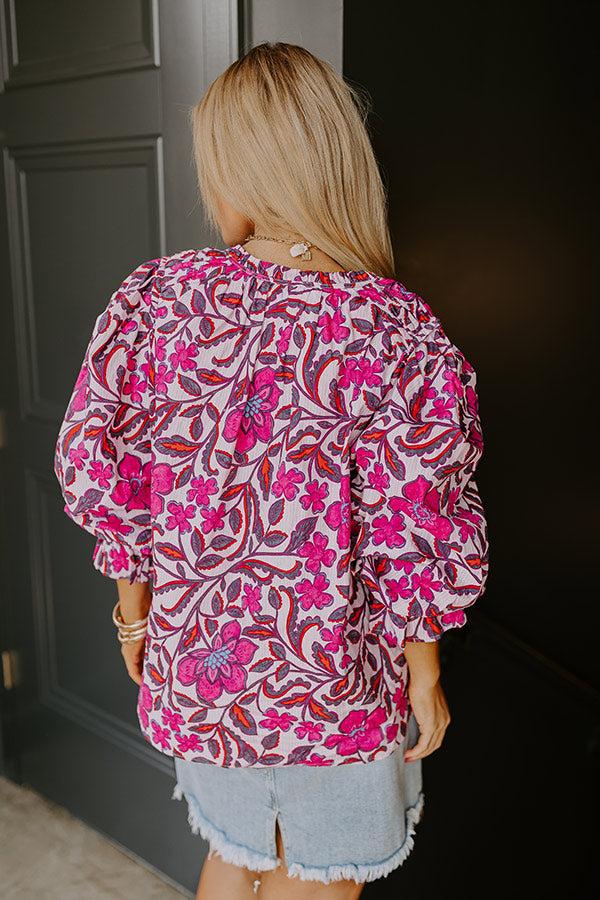 Impressions Endearing Romance Floral Top In Pink Curves