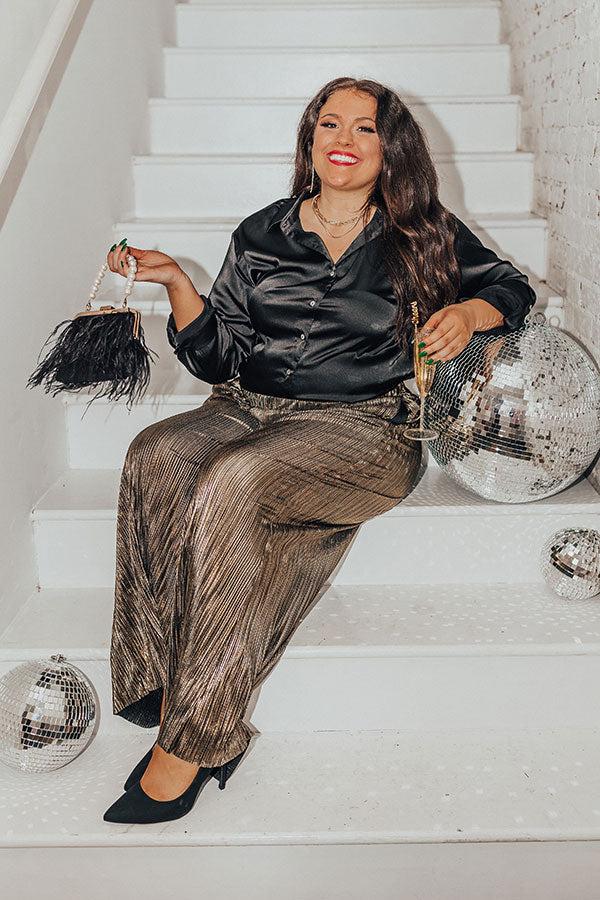 Impressions Endless Nights Pleated Pants In Gold Curves