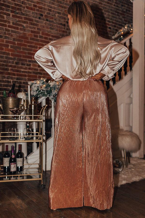 Impressions Endless Nights Pleated Pants In Rose Gold Curves