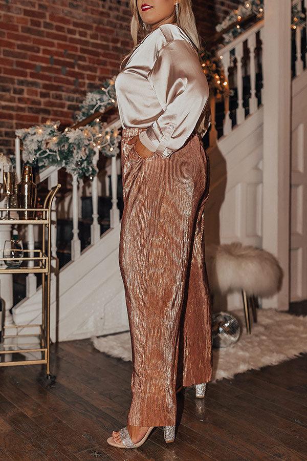 Impressions Endless Nights Pleated Pants In Rose Gold Curves