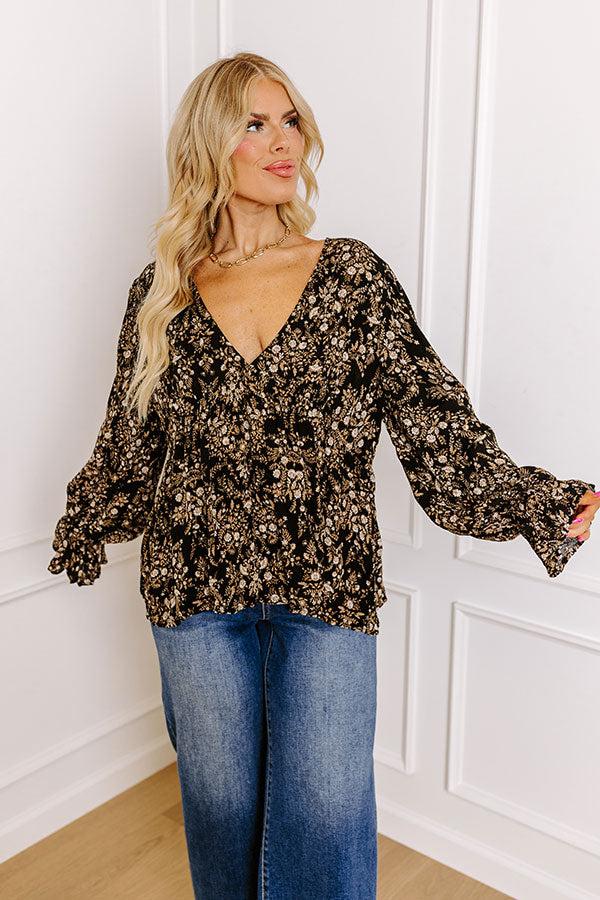 Impressions Enjoy The Daylight Babydoll Top In Black Curves