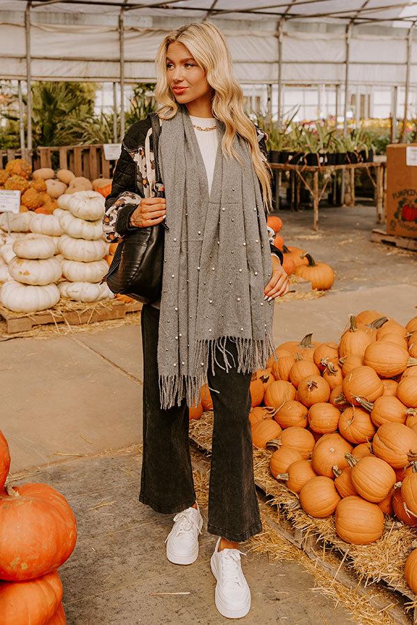 Impressions Escape To Comfort Embellished Scarf In Grey