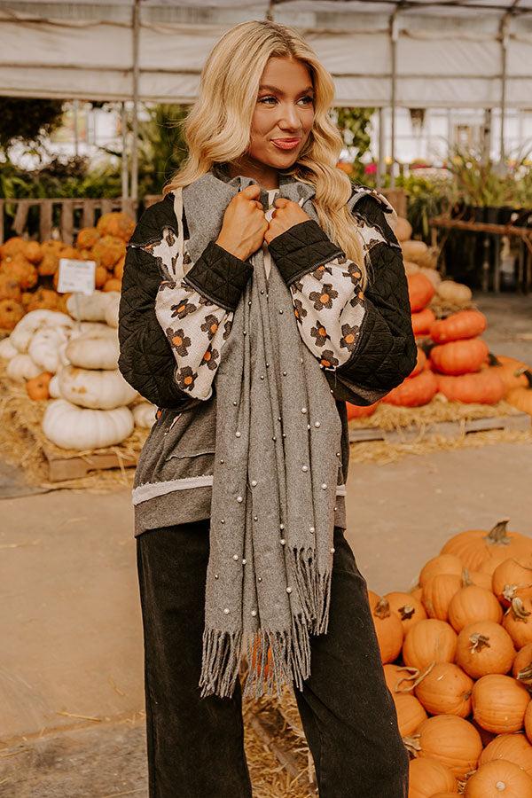 Impressions Escape To Comfort Embellished Scarf In Grey