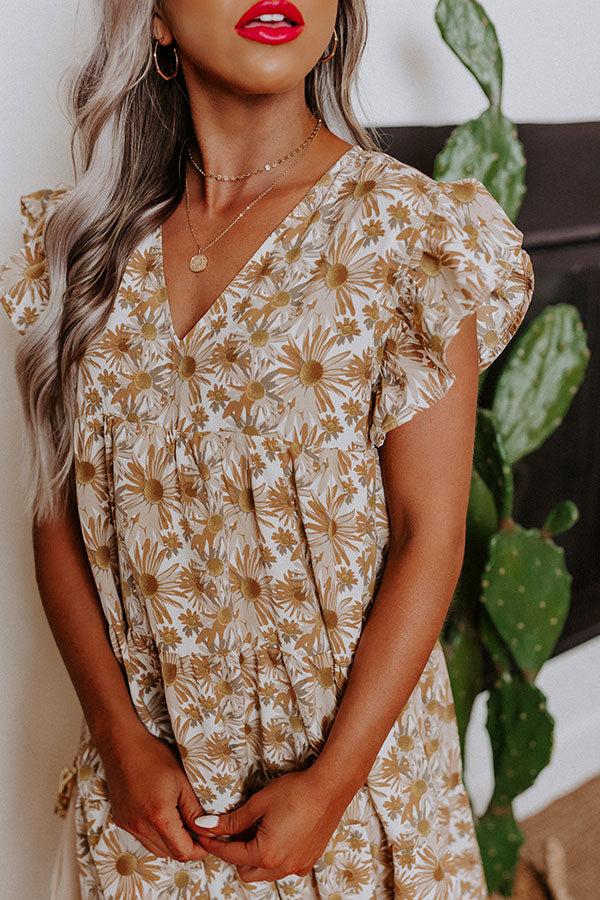 Impressions Everyday Beautiful Floral Shift Dress In Ivory