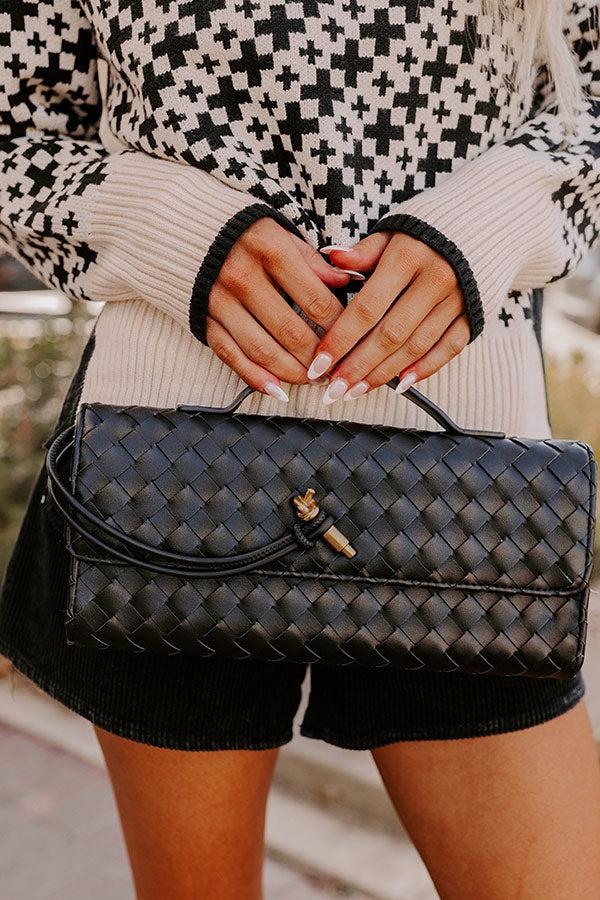 Impressions Exclusive Party Faux Leather Woven Purse In Black