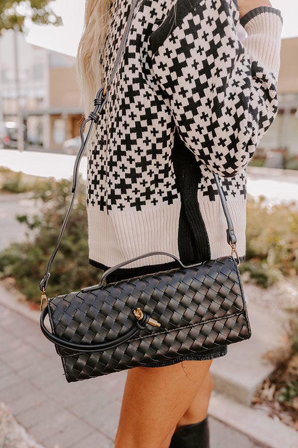 Impressions Exclusive Party Faux Leather Woven Purse in Black