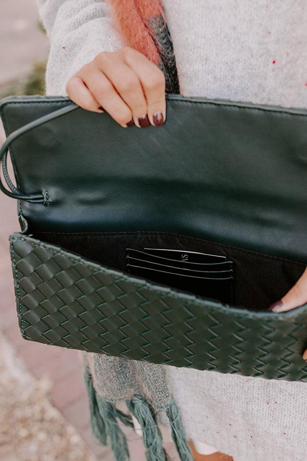 Impressions Exclusive Party Faux Leather Woven Purse In Forest