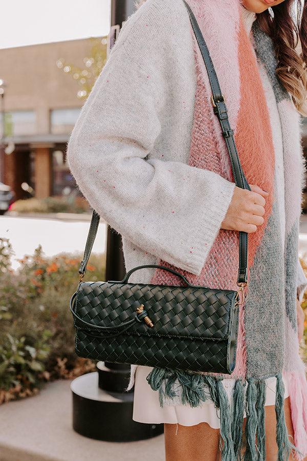 Impressions Exclusive Party Faux Leather Woven Purse In Forest