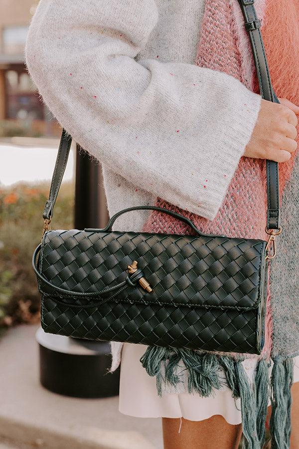 Impressions Exclusive Party Faux Leather Woven Purse In Forest