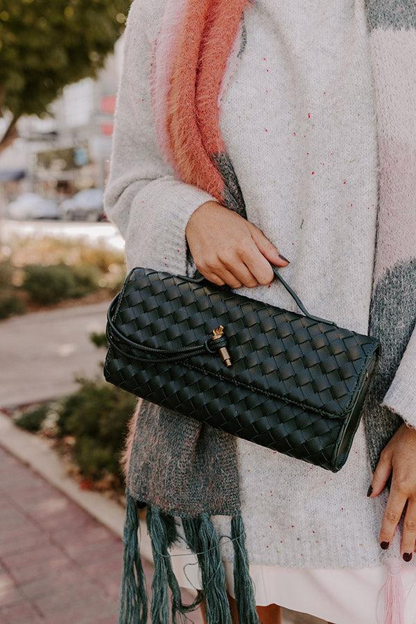 Impressions Exclusive Party Faux Leather Woven Purse in Forest